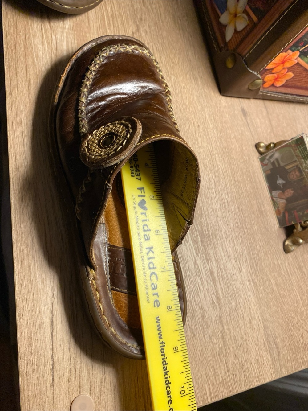 Born VTG 90s Wom 6/36 Hand Stitched Leather Mini Platformed Flats Slides Mexico - Picture 9 of 15